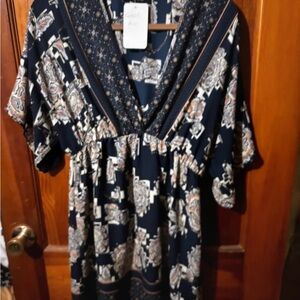 Renee C. Blue and White Patterned Dress